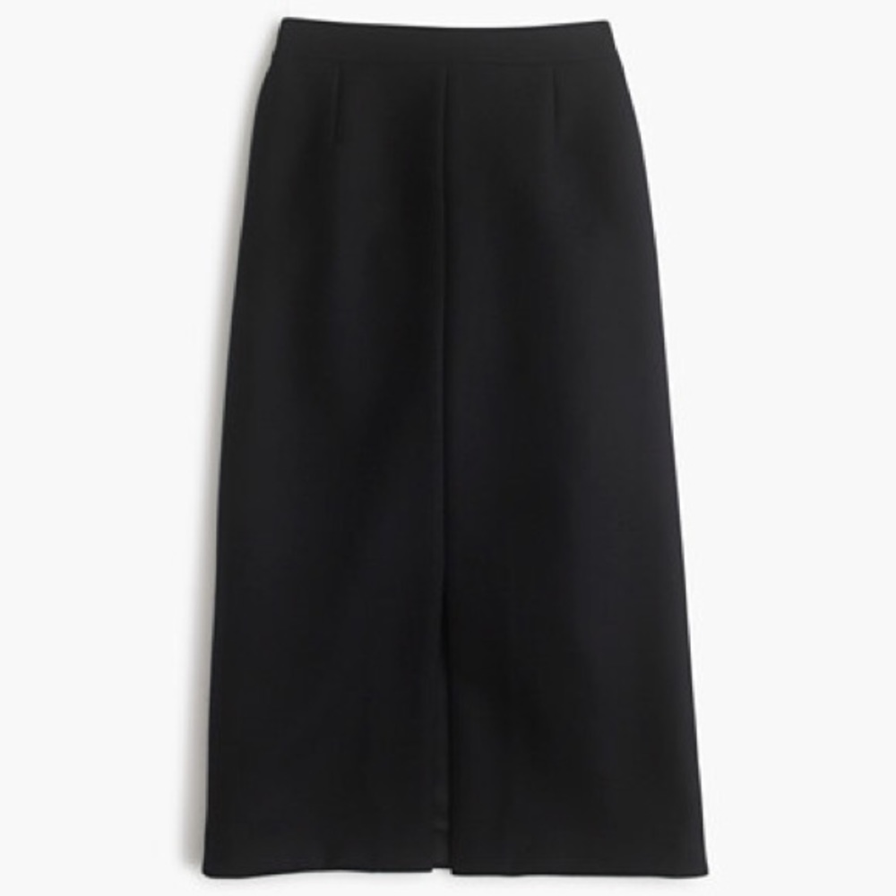 NWOT J.Crew Black Wool Skirt with Front Slit